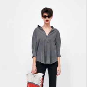 Zara Premium Denim pullover collared shirt